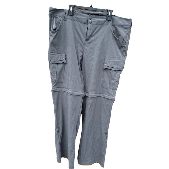 Prana Pants - Prana Halle Pant‎ II Women's 14 Gray Straight Leg Roll Up Convertible Stretch